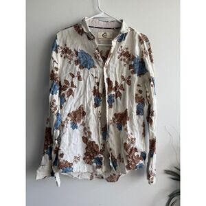Being Human Mens Slim Fit Premium 100% Linen Floral Button Down Shirt Medium
